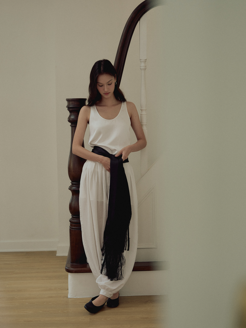 fringe scarf - tuxedo black