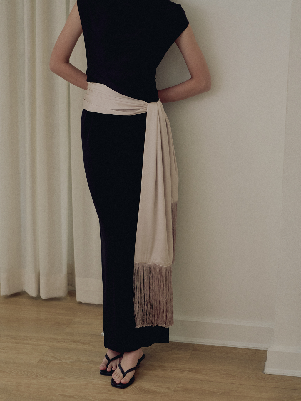 fringē scarf - beige nude