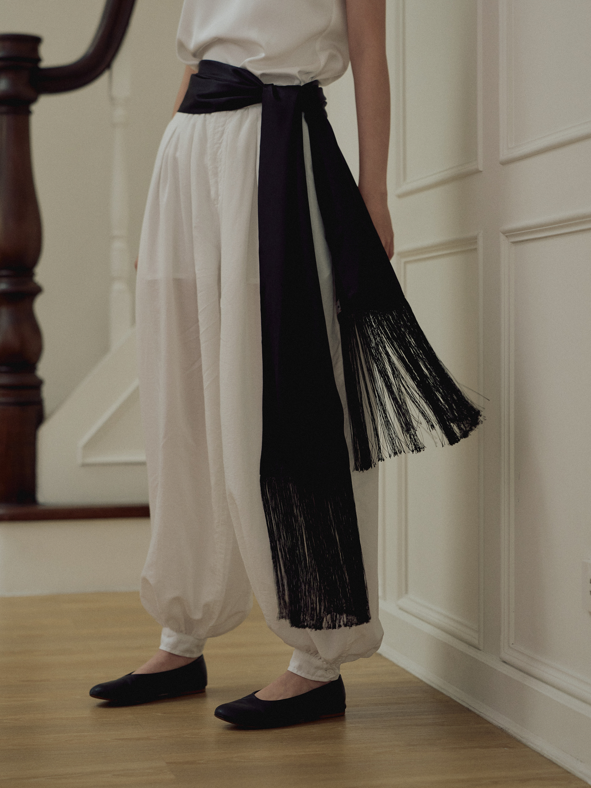 fringe scarf - tuxedo black